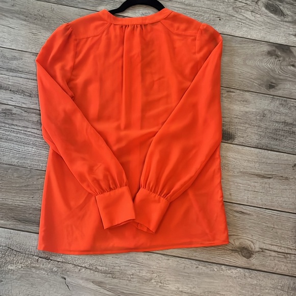 EUC J. Crew bib front orange blouse, sz 2 - Picture 5 of 5